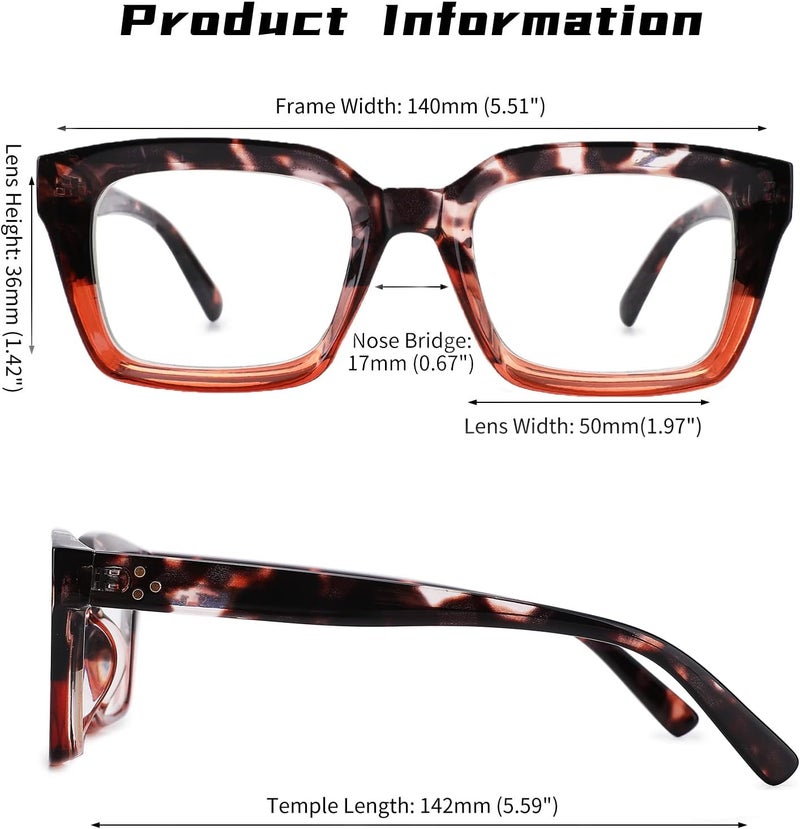 COASION Classic Non-prescription Clear Lens Eyeglasses for Women Thick Square Frame Eyewear - Image 4